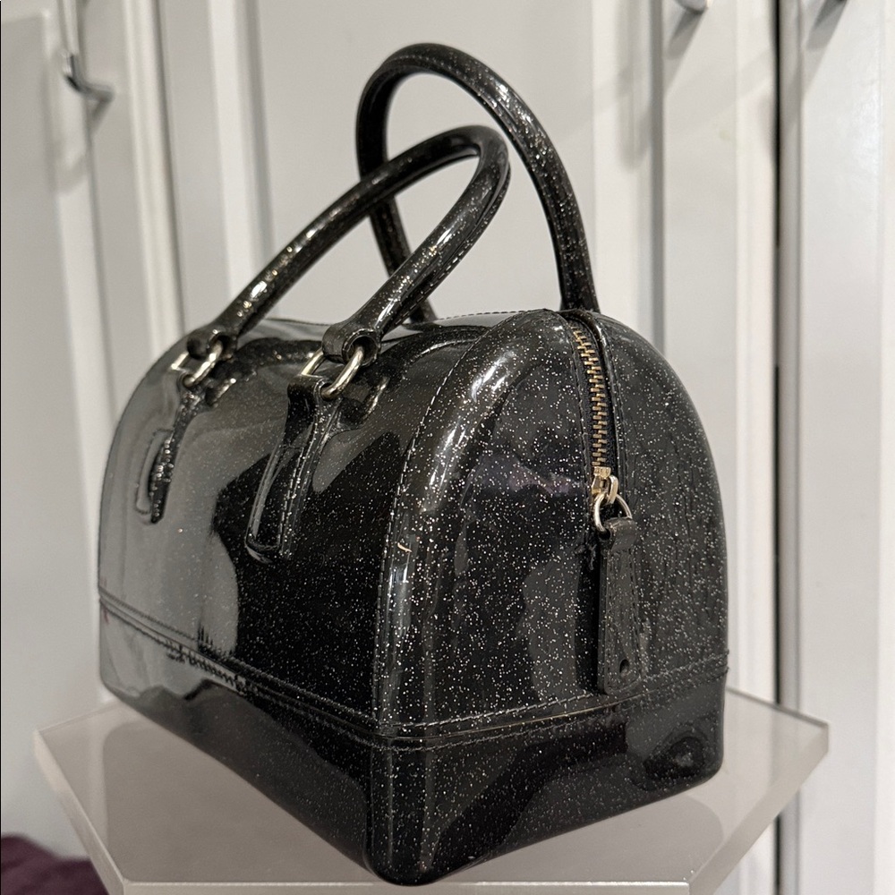Black Glitter Jelly Satchel Doctor Popular Pillow Handbag, No  Crossbody Strap